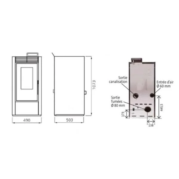 PACK : Poêle à granules étanche + Kit ventouse – INTERSTOVES Marina 14 kW – Image 2