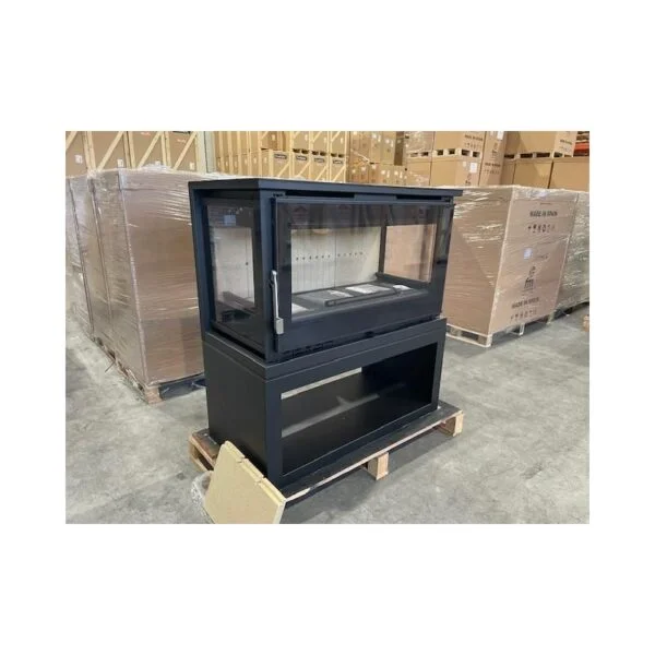Poêle à bois raccordable 3 vitres avec bûcher – FIREMATIC Calgary – L 13.5 kW – Image 3
