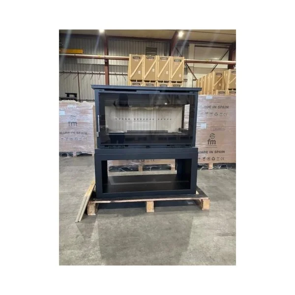 Poêle à bois raccordable 3 vitres avec bûcher – FIREMATIC Calgary – L 13.5 kW – Image 6