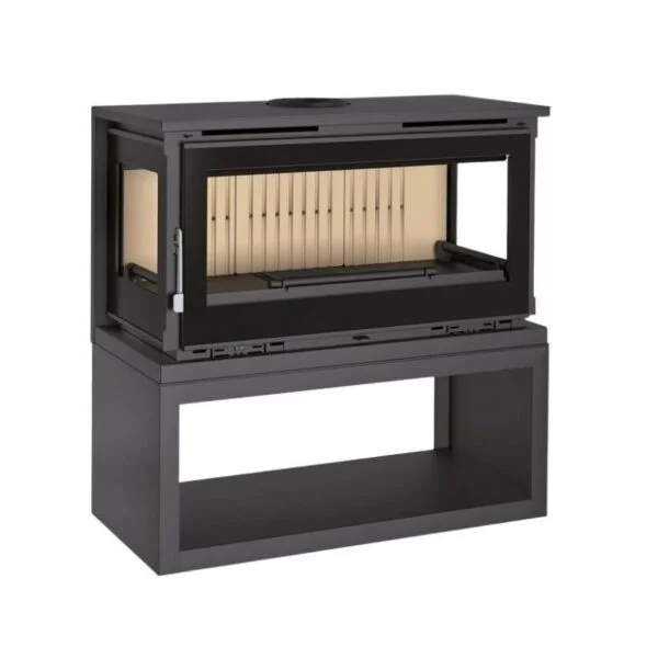 Poêle à bois raccordable 3 vitres avec bûcher – FIREMATIC Calgary – S 12.5 kW – Image 4